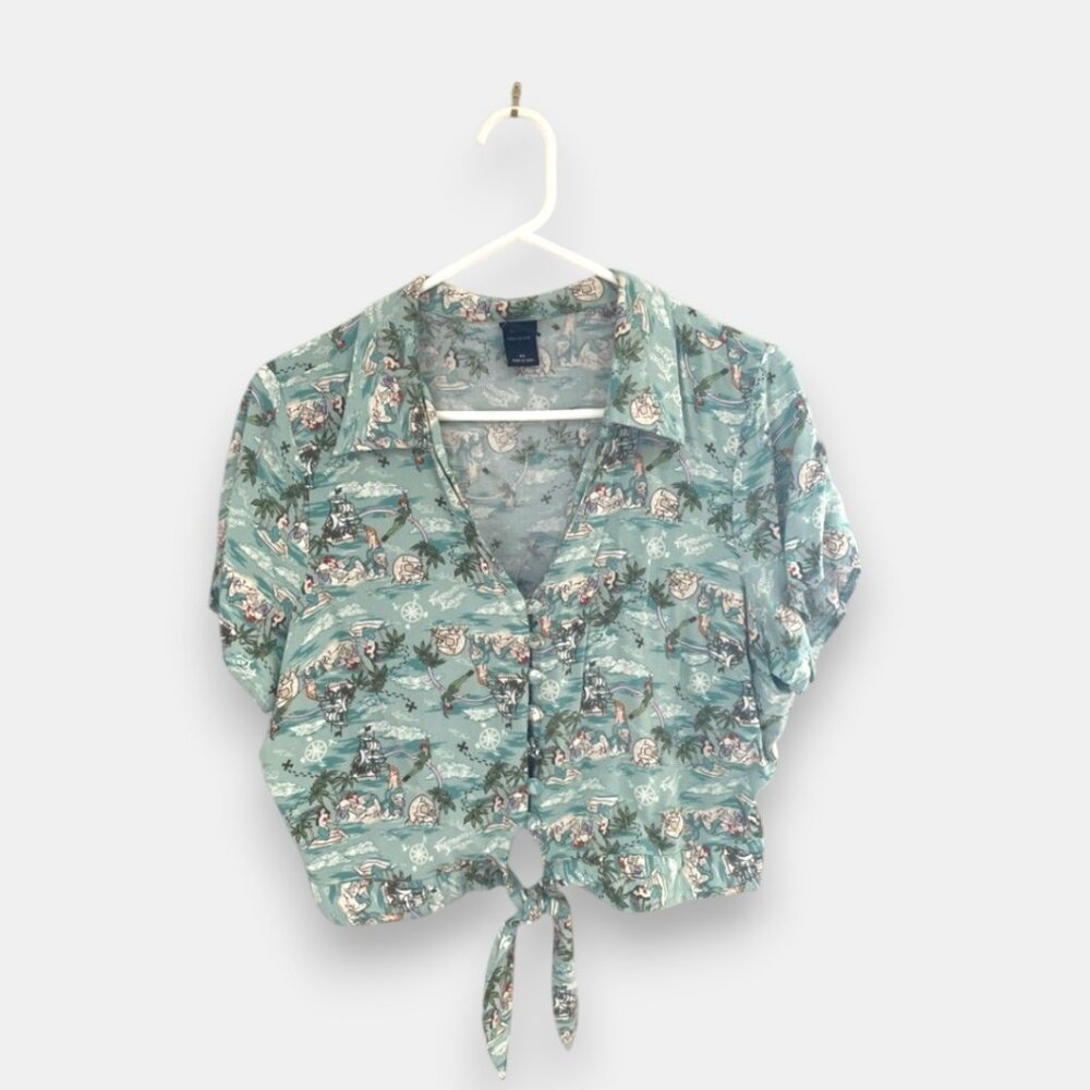 Hot Topic Disney Peter Pan Mermaid Lagoon Retro Tie-Front Crop Top (Runs Small!)